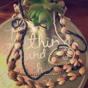 3 piece Vintage shell n stone bead necklace(s)